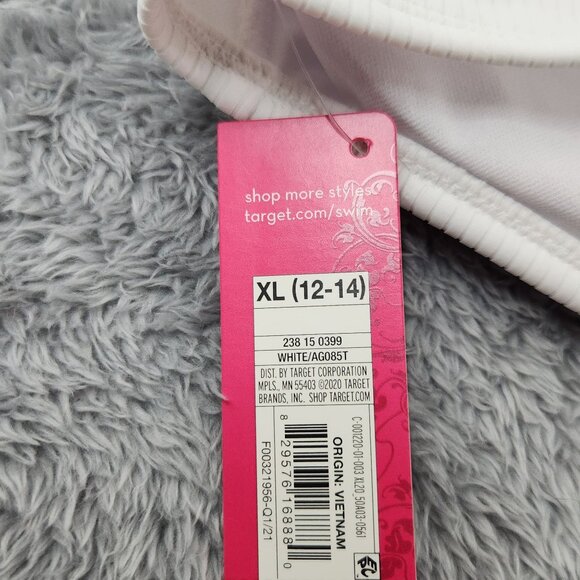 Xhilaration Halter Bikini Top Juniors XL 12-14 White Ribbed Adjustable Back - Picture 4 of 10